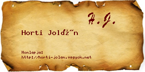 Horti Jolán névjegykártya